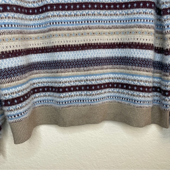 Ann Taylor Sparkle Fair Isle Funnel Neck Sweater Eyelash Fabric Size Large - Picture 3 of 12